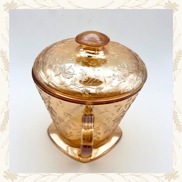 Vintage Jeanette Glass Floragold “Louisa” Creamer & Sugar Bowl Set - Picture 11 of 14